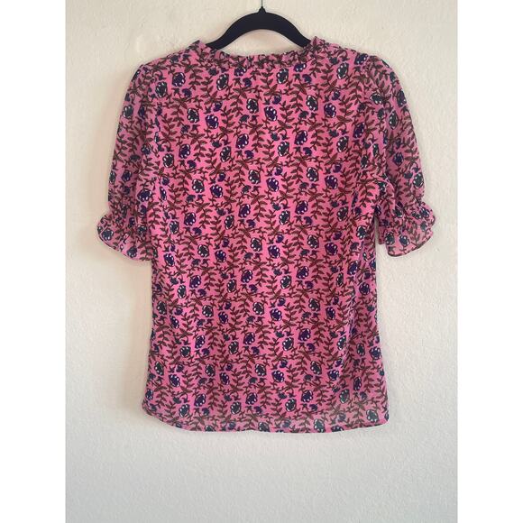 J.Crew Pink Floral Women’s Top Blouse Ruffle Sleeves - Size XXS - Picture 4 of 4